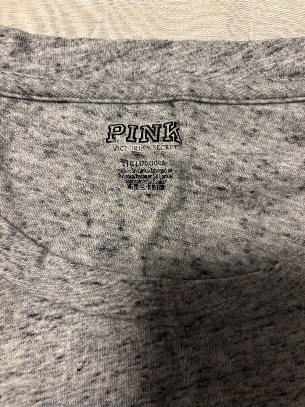 Victorias Secret PINK Grey Logo Tee Size L - Picture 3 of 3